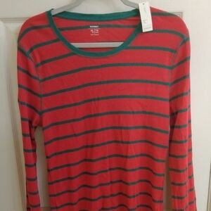 Old Navy Red and Green Striped Top
